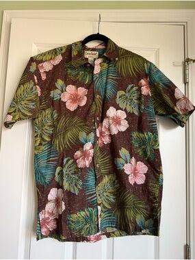 Cookie street Honolulu Floral Hawaiian Shirt - Brown with Pink & Green